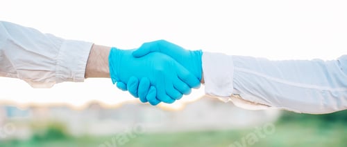 Preview: Covid-19. Hands Concept. Hand. Gloves. Virus. Nature Background.