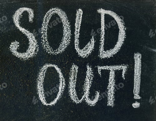 Preview: Sold Out Sign On A Blackboard