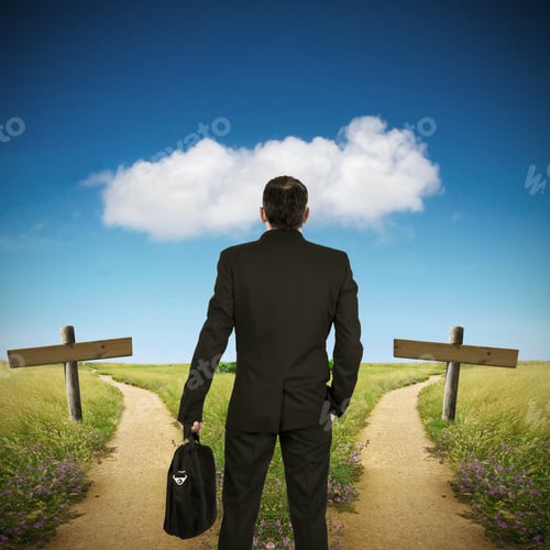 Preview: Businessman In Front Of The Options Of The Different Ways