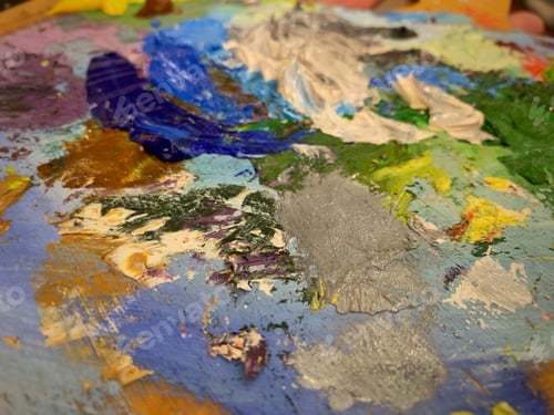Preview: Oil Paint On A Palette Close Up