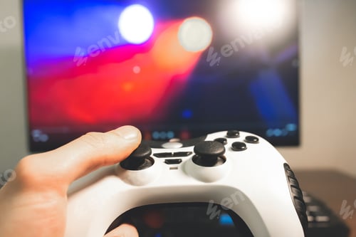 Preview: Man Is Playing Video Games At Home. Gamepad In Hands. Self Isolation Time. Entertainment During The