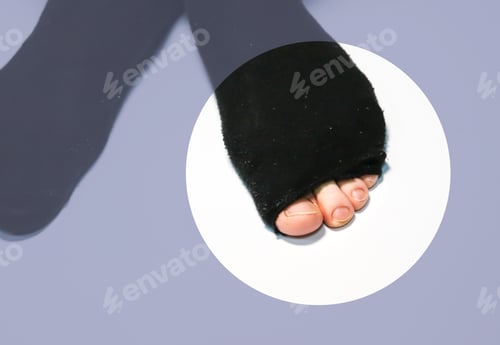 Preview: Ripped Socks On Man'S Feet. Shabby Clothes. Poor Person.