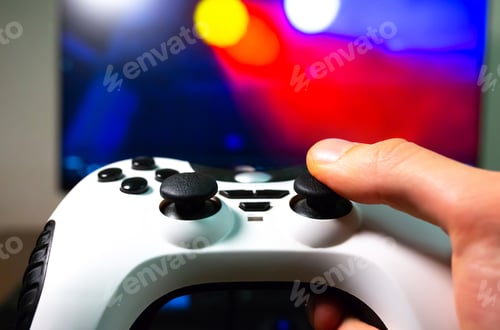 Preview: Man Is Playing Video Games At Home. Gamepad In Hands. Self Isolation Time. Entertainment During The