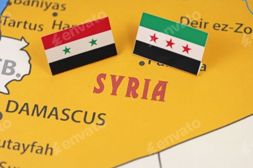 Preview: Syria Map With Former And Current Flags