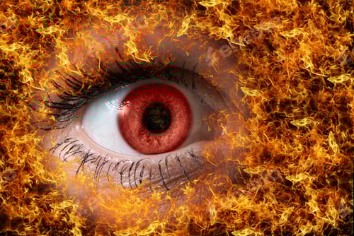 Preview: Extreme Close-Up Of Red Female Eye On Fire