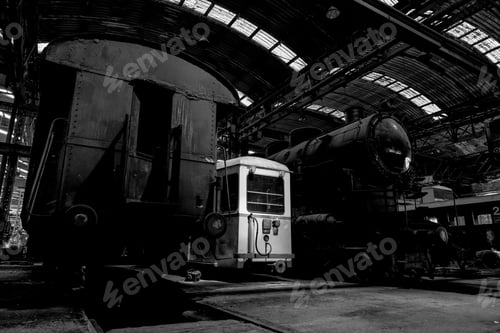 Preview: Old Industrial Locomotive In The Garage Abandoned