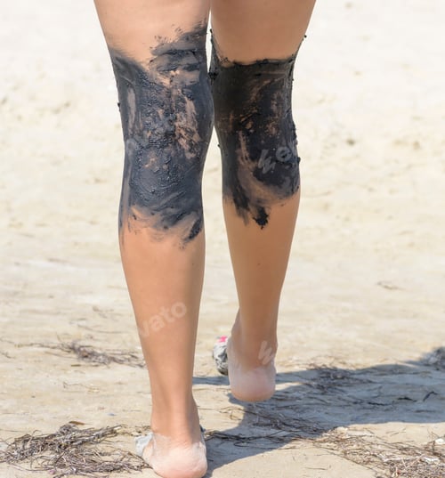Preview: Treatment Of Mud Joints Of Feet On The Seashore, A Fragment Of The Female Body