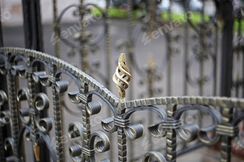 Preview: Artistic Iron Fence Element Close Up