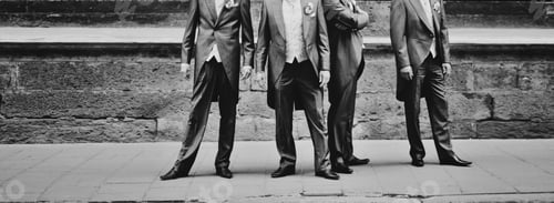 Preview: Groom And Stylish Groomsmen Together At Street