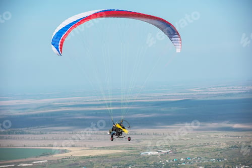 Preview: Paragliding In Mountains. Para Gliders In Fight In The Mountains, Extreme Sport Activity.