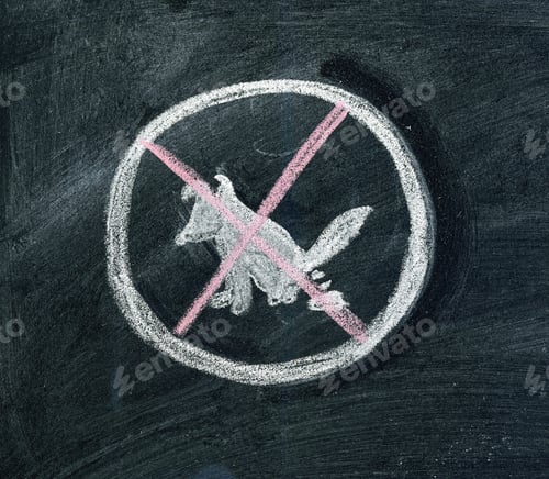 Preview: No Dog Pooping Sign Drawn On A Blackboard