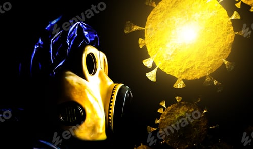 Preview: Man In The Gas Mask Coronavirus Outbreak. Dangerous Flu Strain Cases. Pandemic Disease. Health