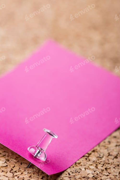 Preview: Photo Of Pink Note Posted To A Cork Board