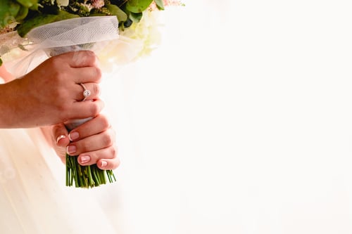 Preview: Elegant Hands Holding a Wedding Bouquet
