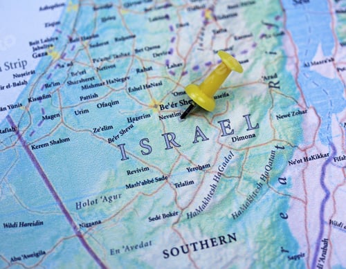 Preview: Israel Map Close Up With A Push Pin