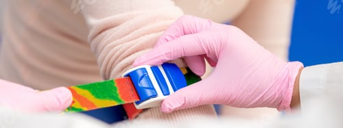 Preview: Nurse Tightens The Harness On The Arm To Take Blood From A Vein For Analysis. Banner For Site.