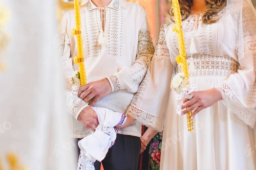 Preview: Couple With Candles At Church Wedding Ceremony