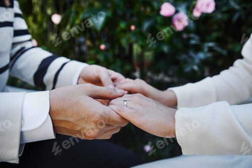 Preview: Bridal Couple Is Ready For Getting Married, Happy Bride And Groom Holding Hands.