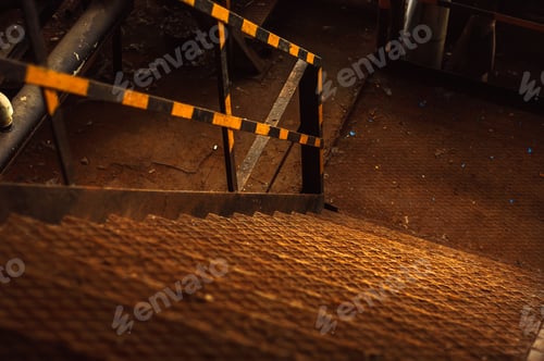 Preview: Industrial Staircase In Rusty Colors In A Power Plant