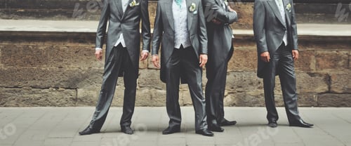 Preview: English Wedding, Groom And Groomsmen Posing At Street