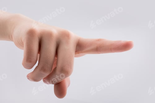 Preview: Hand Pointing Gesture On A White Background