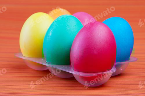 Preview: Colorful Easter Eggs in Egg Carton for Holiday