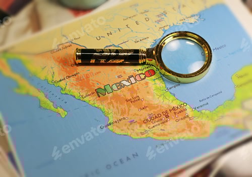 Preview: Mexico Map Close Up With A Magnifier