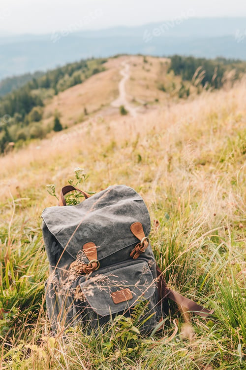 Preview: Hiking Backpack On The Top Of The Mountain