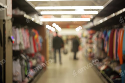 Preview: Blurred People At The Clothes Section Of The Supermarket