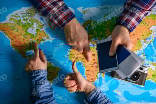 Preview: Hands Point On Map Where To Go Travel Planing Vacation