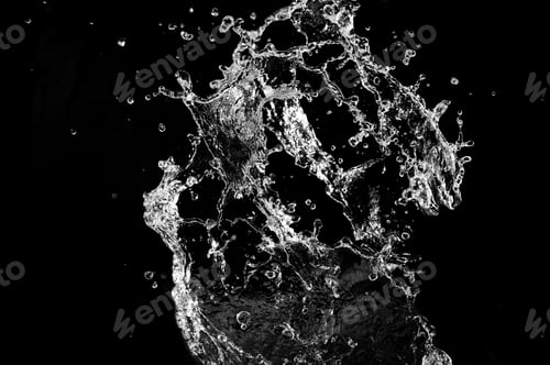 Preview: Stylish Water Splash. Isolated On Black Background