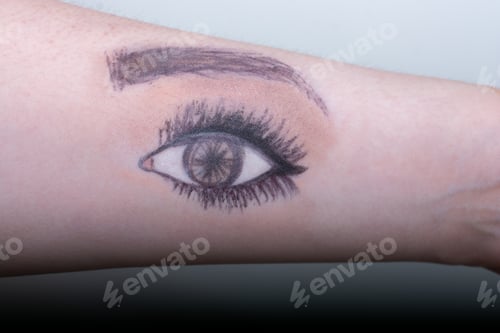 Vista previa: Single Eye Drawn On The Arm Of A Teenager