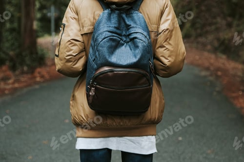 Preview: Backpack In Foreground Boy Back On The Mountain