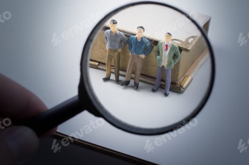 Preview: Tiny Of Men Beside A Book Under Magnifying Glass