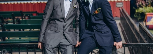 Preview: Newlywed Stylish Gay Couple On Their Happy Wedding Day. Equality Concept.