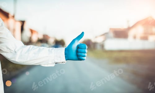 Preview: Coronavirus Or Covid-19 Bacteria Spread By Handshake Or Touch Concept. Say No To Handshake