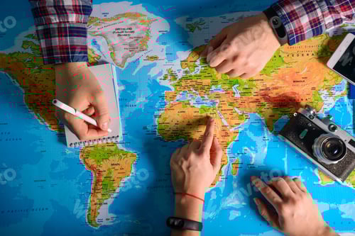 Preview: Hands Point On Map Where To Go Travel Planing Vacation