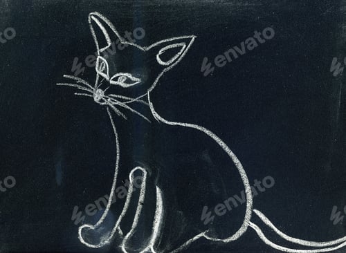 Preview: Hand Drawn Cat Illustration On The Chalkboard