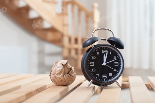 Preview: Vintage Background With Retro Alarm Clock On Table