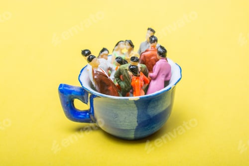 Preview: Miniature People Business Team Standing On Cup As Business Concept