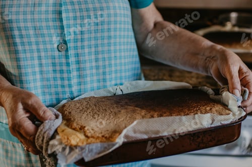 Preview: Woman'S Or Grandmother'S Hands With The Traditional, Homemade Cake