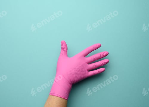Preview: Pink Glove on Light Blue Background