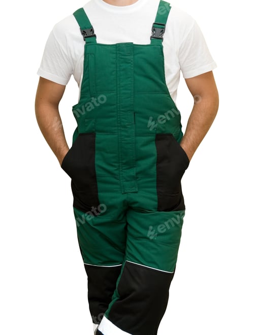 Preview: Green Work Uniform Man Isolated On White