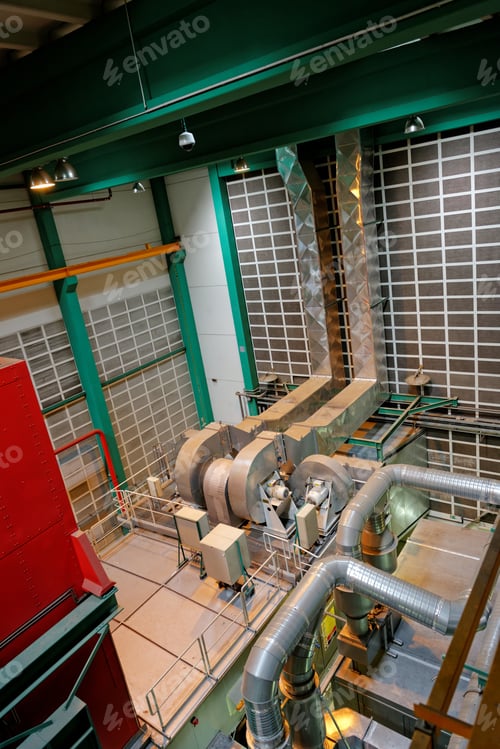 Preview: Large Industrial Interior With Power Generator In A Building