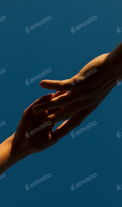 Preview: Hand Of A Man Reaching To Bird In The Sky. Selective Focus On A Hand