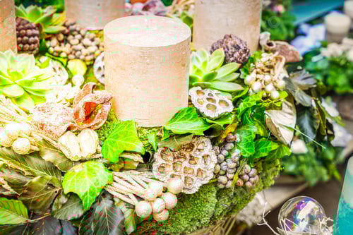 Preview: Decorated Advent Beige Pastel Candle Close Up, Toned