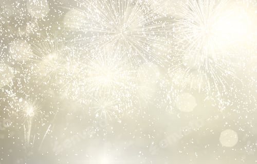 Visualização: Fundo de bokeh de inverno prateado festivo abstrato com fogos de artifício e luzes de bokeh