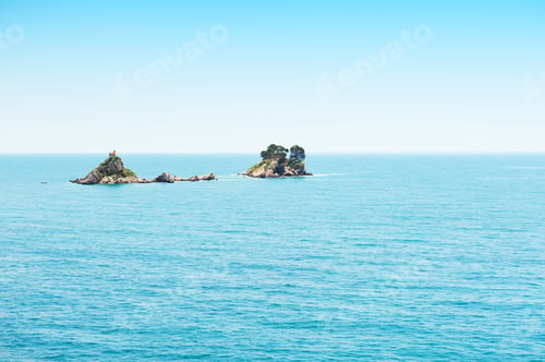 Preview: Small Island With Old Lonely Temple Near Petrovac, Montenegro. Adriatic Sea. Famous Travel