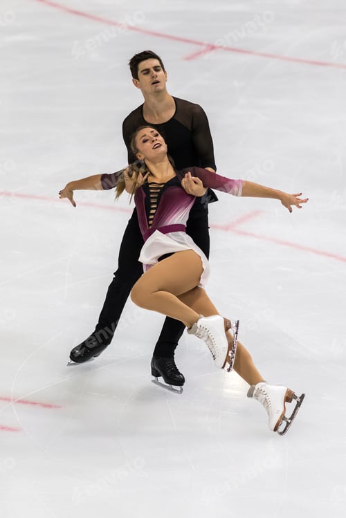 Preview: Minsk, Belarus –October 19, 2019: Couple Of Julia Wagret And Pierre Souquet-Basiege From France