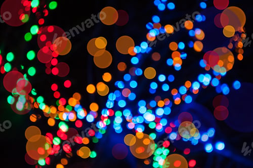 Preview: Christmas Shiny Background With Colorful Lights